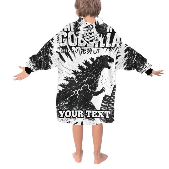 god zilla Kids Hoodie Blanket Personalized Gift