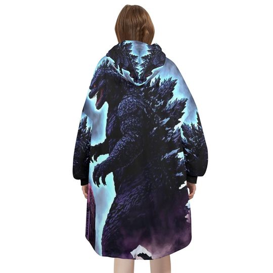 god zilla Blanket Hoodie Retro Cartoon Comics Personalized Blanket