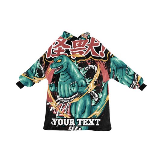 god zilla Kids Hoodie Blanket Gift Personalized Text