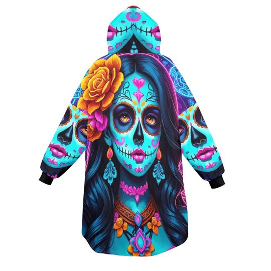 Chingona Blanket Hoodie Mexican Sugar Skull Personalized Blanket
