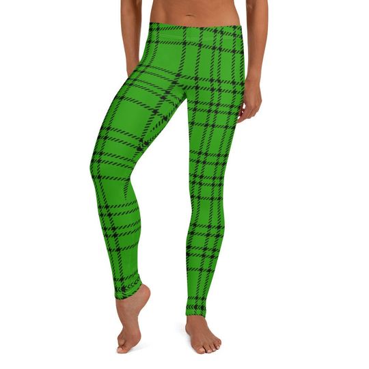 Kelly Green Black Plaid Women's Pants