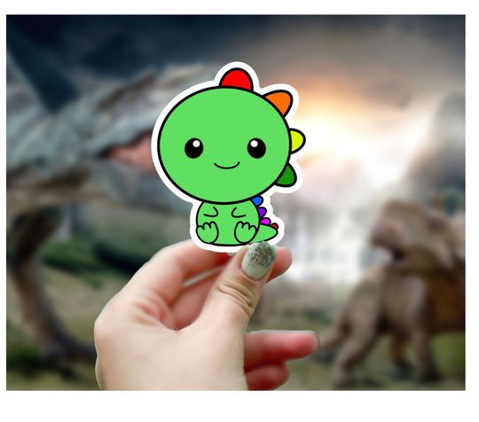 Cute Rainbow Dinosaur Sticker, Waterproof Sticker