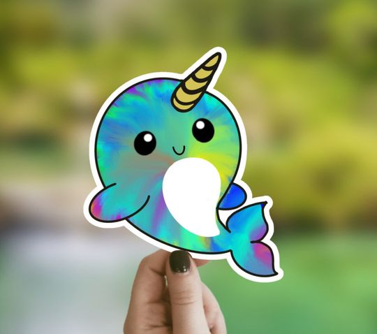 Cute Narwhal Sticker, Waterproof Sticker