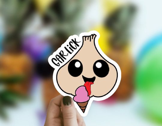 Funny Garlic Sticker, Waterproof Sticker