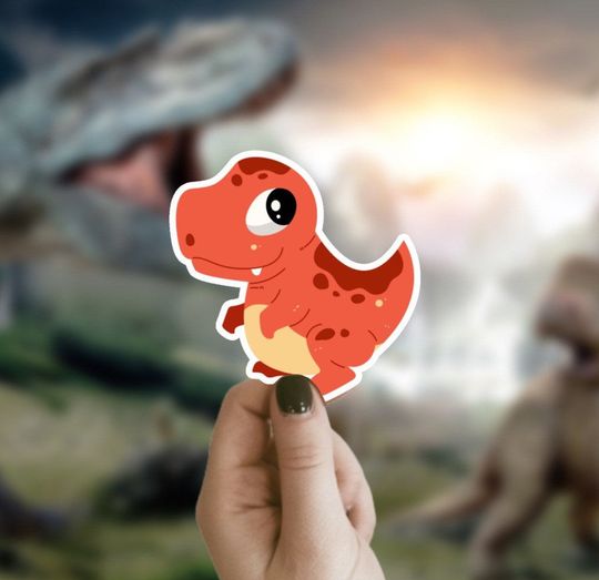 Cute Baby Trex Waterproof Sticker, Waterproof Sticker