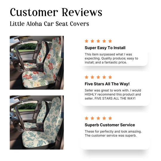 Retro Boho Car Seat Covers, 70s Sun and Sea Pattern (Set of Two)