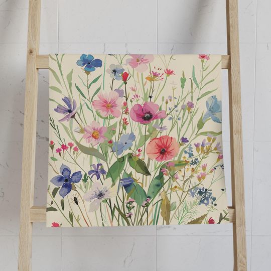 Hand Towel, Flower Garden Kitchen Towel, Bathroom Towel Set