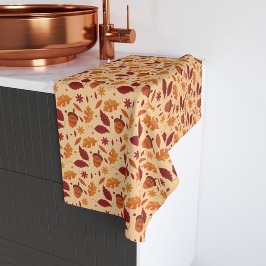 Funny Political Kitchen Towel, Acorn Leaves Autumn Decor
