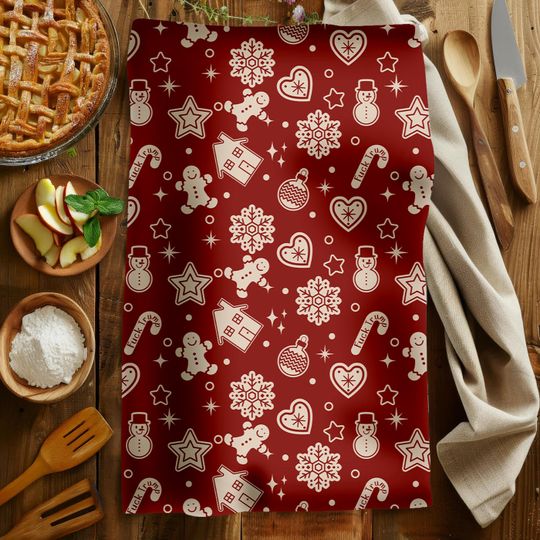 Christmas Hand Towel, Candy Cane Kitchen Towel