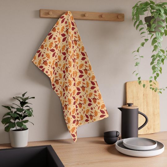Funny Political Kitchen Towel, Acorn Leaves Autumn Decor