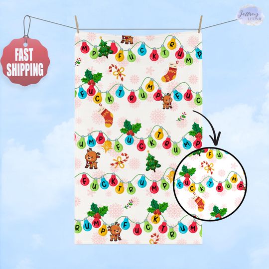 Xmas Light Hand Towel, Christmas Lights Kitchen Towel