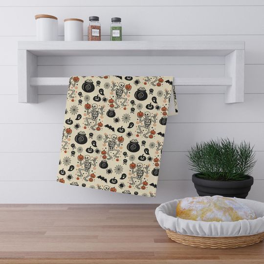 Funny Halloween Pumpkin Hand Towel Kitchen or Bathroom Decor