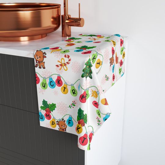 Xmas Light Hand Towel, Christmas Lights Kitchen Towel