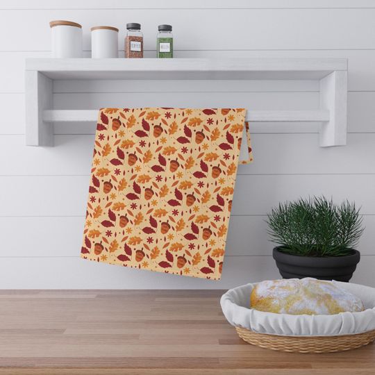 Funny Political Kitchen Towel, Acorn Leaves Autumn Decor
