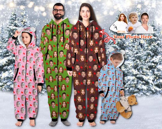 Custom Flannel Family Christmas Pajamas: Personalized Photo Onesie