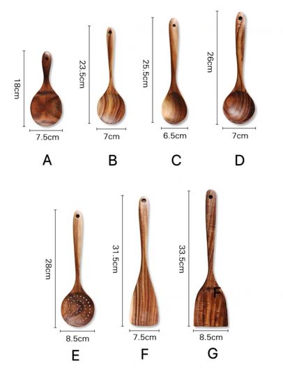 Wooden kitchen utensils set for family cooking
