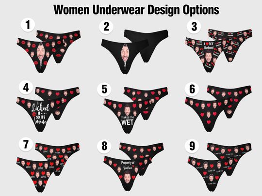 Custom Face Underwear, Personalized Couple Lingerie, Photo Gift