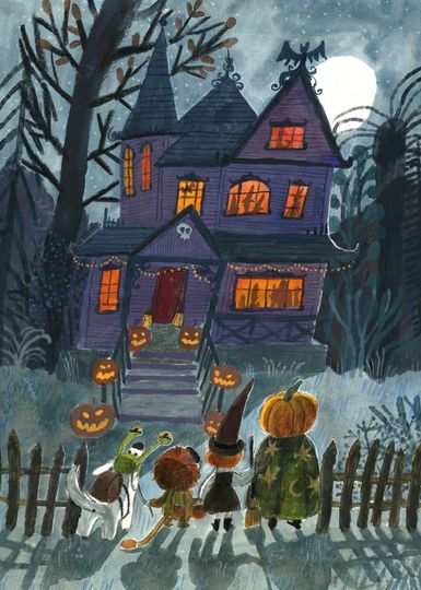Haunted House Poster, Halloween prints
