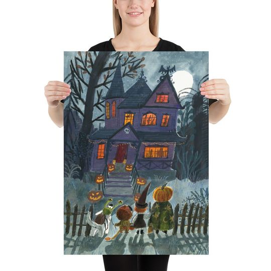 Haunted House Poster, Halloween prints