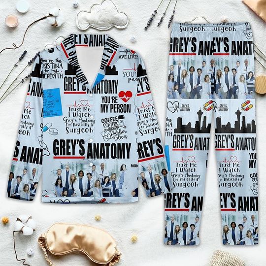 Grey's Anatomy Christmas Pajamas, TV Series Christmas Tree Shirt, Family Pajamas, Merry Christmas Gift
