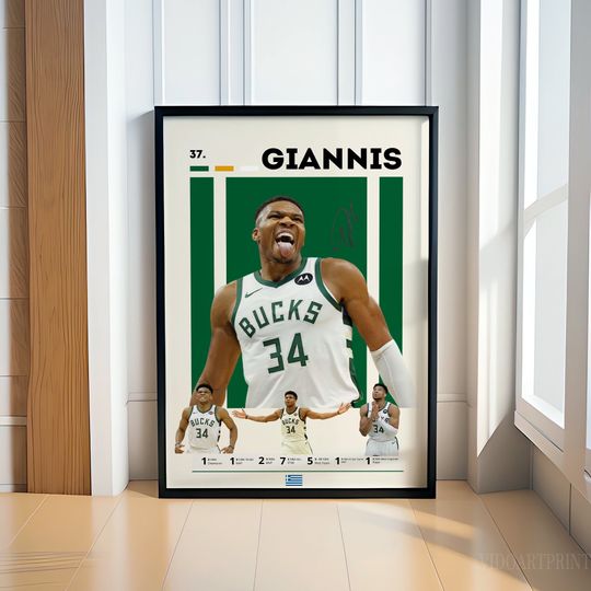 Giannis Antetoko Poster, Basketball Poster, Milwaukee Bucks Poster, Motivational Poster, Fitness Poster, Man Cave Art, Gift For Him