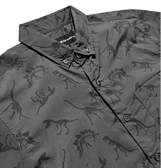 Molokai Charcoal Dinosaur Button Down Shirt