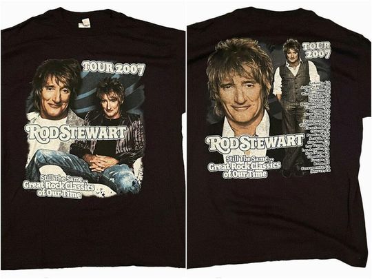 Rod Stewart Rockin T-Shirt Vintage Black Print T Shirt