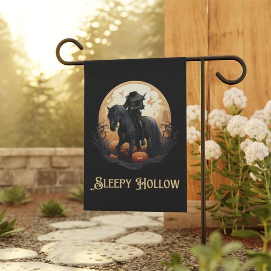 Sleepy Hollow Headless Horseman Halloween Yard Flag: Gothic Fall Decor