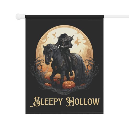 Sleepy Hollow Headless Horseman Halloween Yard Flag: Gothic Fall Decor