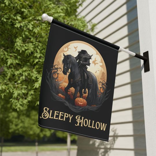Sleepy Hollow Headless Horseman Halloween Yard Flag: Gothic Fall Decor