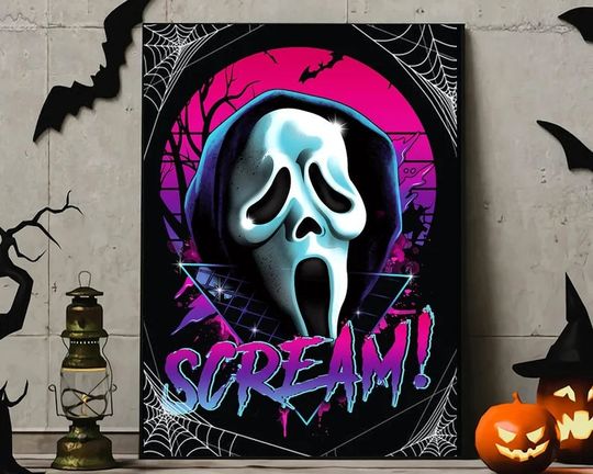 Scream Movie Poster, Ghost Face Halloween Poster, Horror Movies Poster