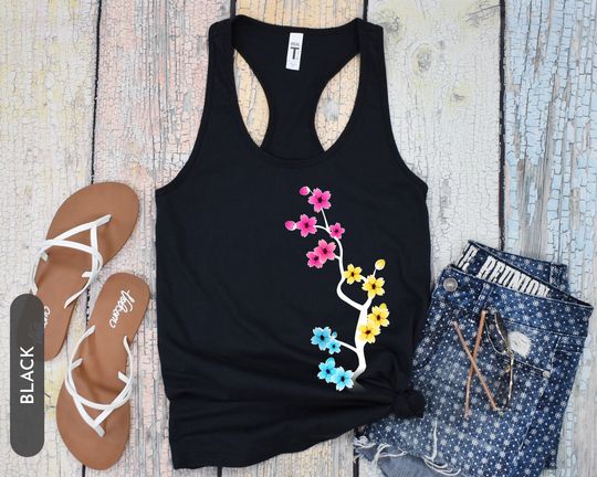 Sakura Pansexual Tank Top - Pansexual Pride Tank Top, Cute Pansexual