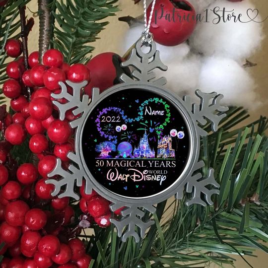 Custom 50th Anniversary Ornament, Disneyworld Snowflake Ornament