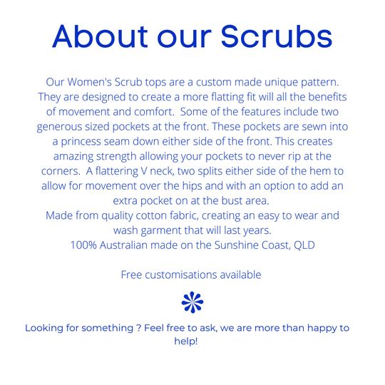 AUSSIE SCRUB TOP for Dentists, vets, Nurses
