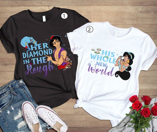 Aladdin Jasmine Matching Shirt, Aladdin A Whole New World Shirt, Disney His And Her Shirt