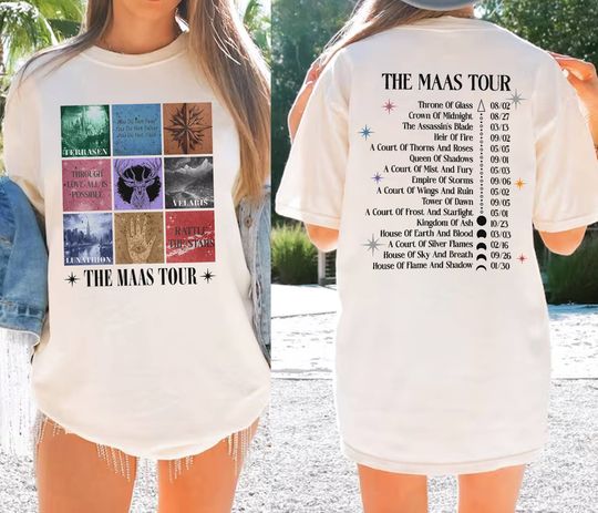 The Maas Tour Shirt, Sarah J. Maas Eras Tour Shirt, Crescent City Shirt, Throne of Glass Double Sided T-Shirt