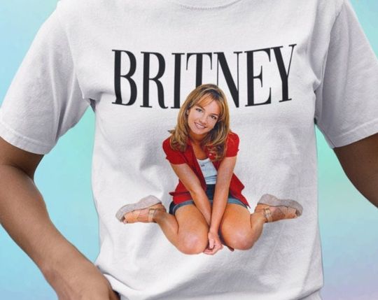 Unisex Cotton T-shirt Woman Britney Spears Britney Sitting Cult Pop Singer