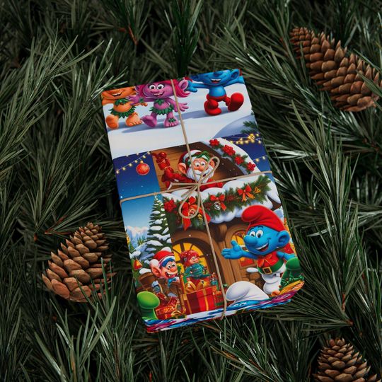 Christmas Smurf Kids Wrapping Paper: Festive Holiday Packaging