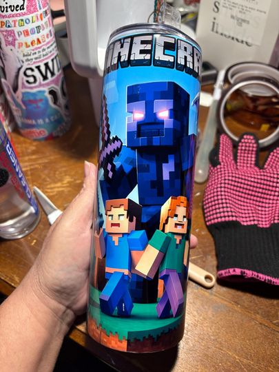 Minecraft Roblox Travel Tumbler – Hot & Cold Cup for Gamers