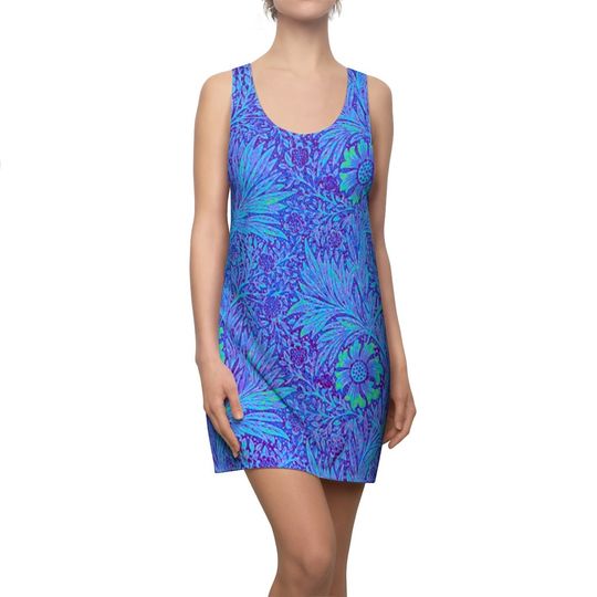 "Blue Marigold" Women's Cut & Sew Racerback Dress