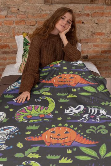 Dinosaur Halloween Fleece Blanket