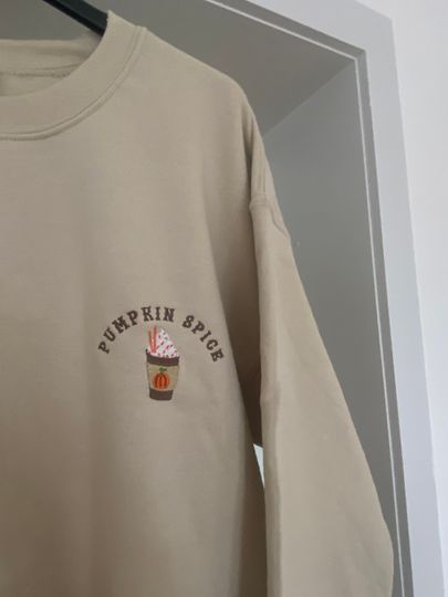 Pumpkin Spice Sweatshirt Vintage Halloween Sweater Embroidered Sweater Fall