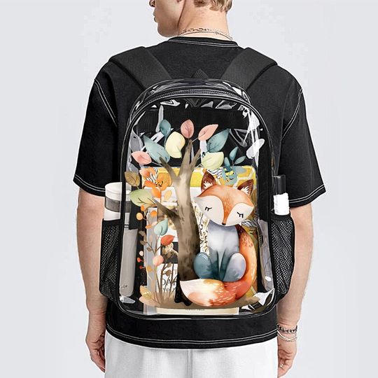 Transparent Bag, Fox Transparent Backpack, See Through Rucksack