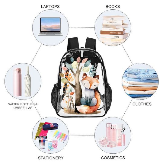 Transparent Bag, Fox Transparent Backpack, See Through Rucksack