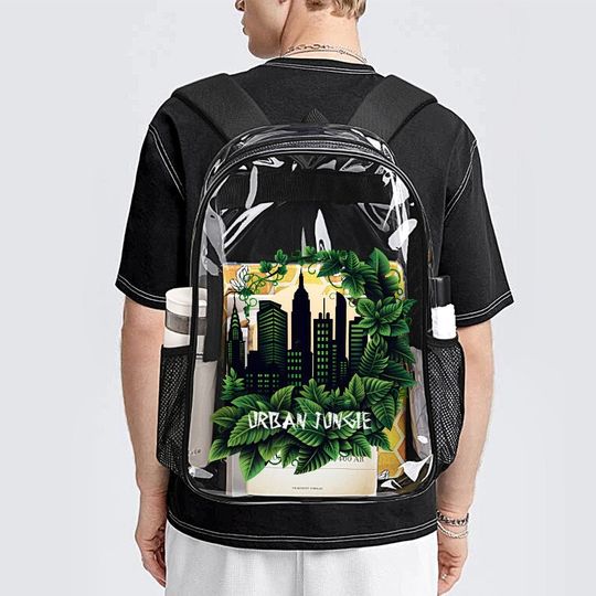 Urban Jungle School Bag, Transparent Backpack, See Through Rucksack