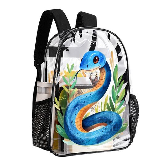 Beautiful Blue snake, Transparent Bag, Transparent Backpack, See Through Rucksack