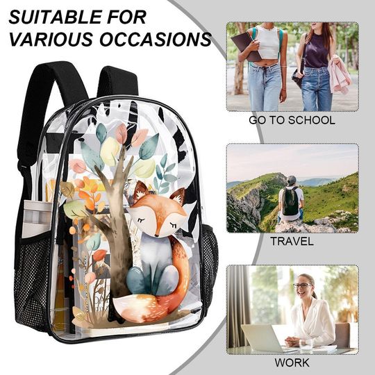 Transparent Bag, Fox Transparent Backpack, See Through Rucksack