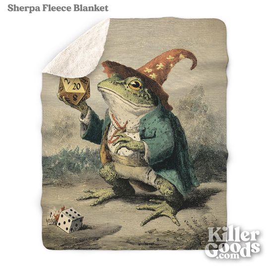 Frog Wizard Woven Blanket: D&D Gamer Decor, Fantasy RPG Throw