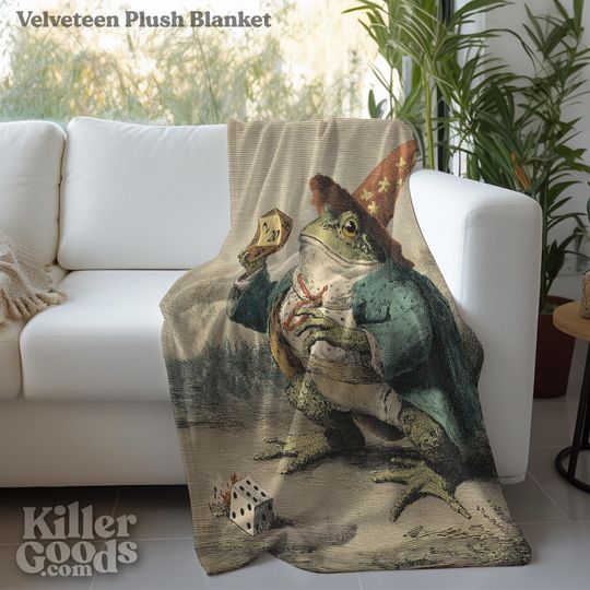 Frog Wizard Woven Blanket: D&D Gamer Decor, Fantasy RPG Throw