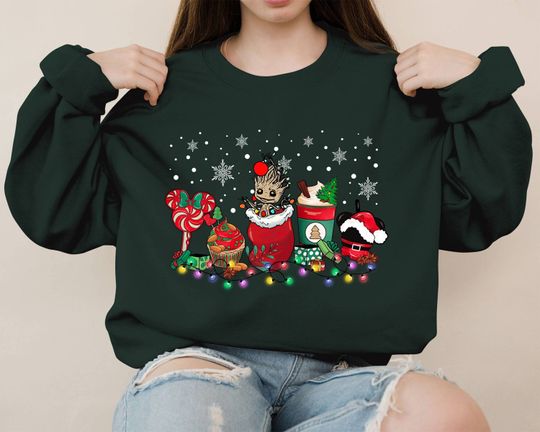 I Am Groot Christmas Sweatshirt, Baby Groot Christmas Sweatshirt, Disney Vacation Sweatshirt